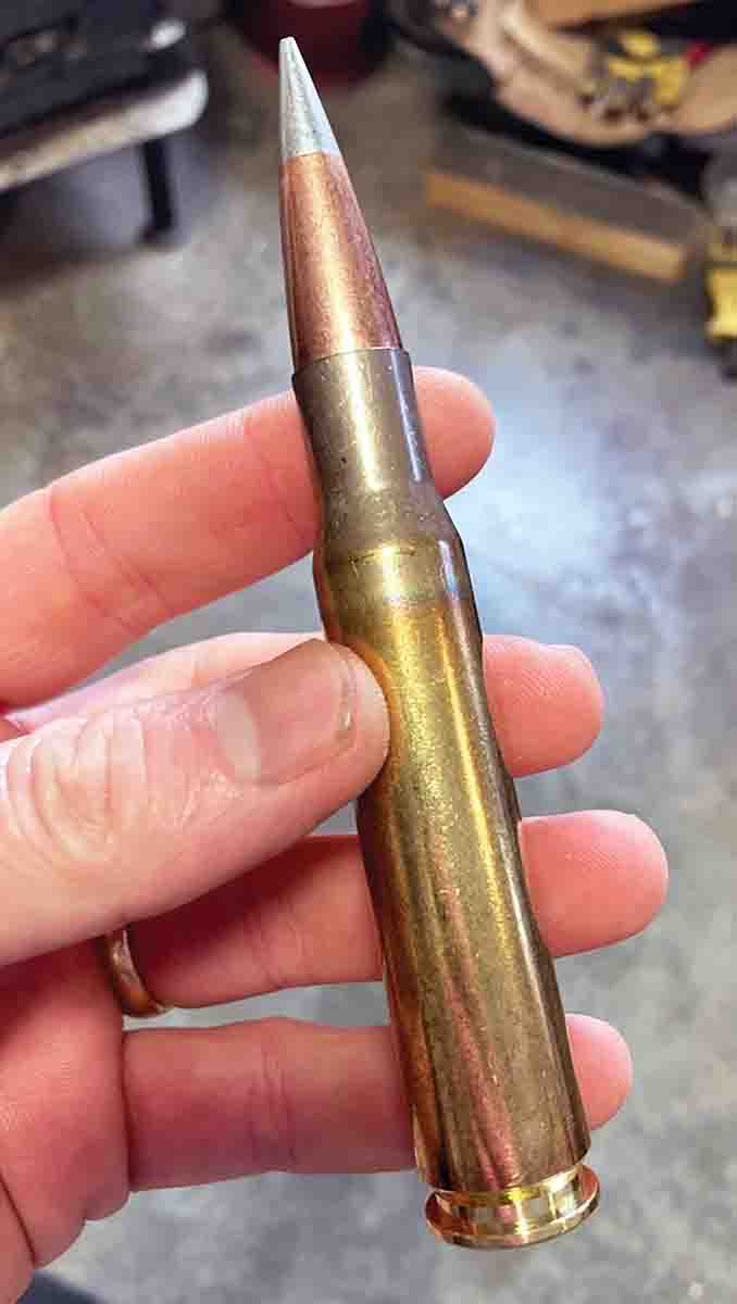 The .50 BMG sends a 750-grain bullet at up to 2,750 fps, burning 200- to 260-grains of slow-burning powder to do so. The round is quite expensive to shoot, as both rifles and components are pricey.
